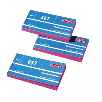 Herlitz Doppelnummernblöcke 1-1000, verschiedene Farben, 10 Blöcke 300010530