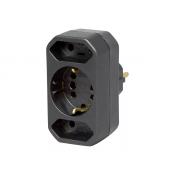 Kopp DUOversal Schuko Adapterstecker, 2 Steckdosen, 16 A, 250 V, Schwarz 179605004