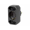 Kopp DUOversal Schuko Adapterstecker, 2 Steckdosen, 16 A, 250 V, Schwarz 179605004