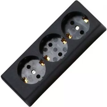 HEINRICH KOPP 3-fach Steckdosenleiste ohne Schalter, Schwarz, Unverdrahtet, 16 A, 250 V, Schuko, Kindersicherung, Wandmontage 120305001