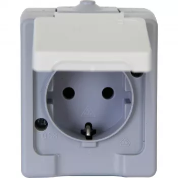 HEINRICH KOPP Aufputz-Schuko-Steckdose 16A 250V IP44 Grau/Weiß 100648007