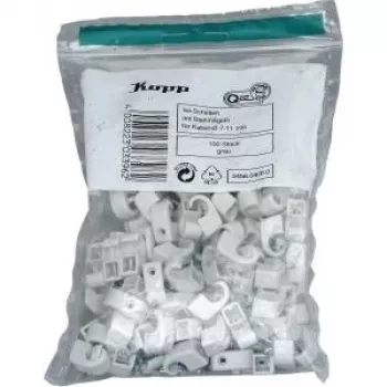 Kopp Kabelklemme mit Nagel, Bündeldurchmesser 7-11 mm, Grau, 100 Stück 345604080