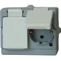 HEINRICH KOPP Aufputz IP44 Doppel-Schuko-Steckdose, vorverdrahtet, horizontal, grau 1302.4800.6