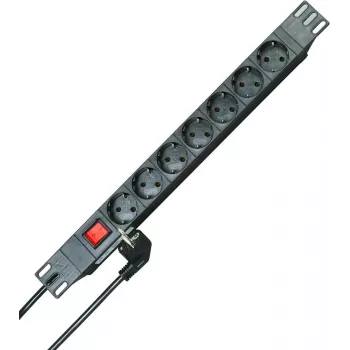HEINRICH KOPP 19 inch 1U Rack-Steckdosenleiste 7-fach Schuko Schwarz 2m Kabel 16A 930705011
