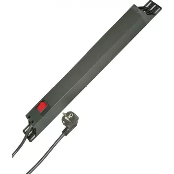 HEINRICH KOPP 7-fach 19 inch Rack-Montage-Steckdosenleiste, 2m Kabel, Schwarz 930705028