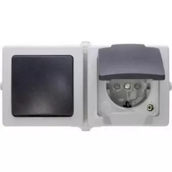 Kopp Nautic Kombinationseinheit, Steckdose mit Schalter und Klappdeckel, Grau, IP44, Aufputzmontage 138656001