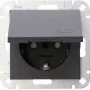 HEINRICH KOPP HK 07 Unterputz-Schutzkontaktsteckdose mit Klappdeckel, Anthrazit 940115001