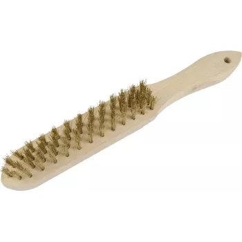 Brüder Mannesmann Messingdrahtbürste, 4-reihig, 135 mm, Holzgriff