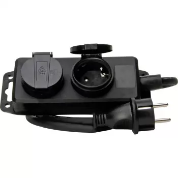 HEINRICH KOPP 2-fach Schuko-Steckdosenleiste, ohne Schalter, Schwarz, 1,5 m 223002043