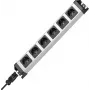 Kopp POWERversal 6-fach Steckdosenleiste mit GST18i-Eingang, ohne Schalter, Silber/Schwarz 2.29420012E8
