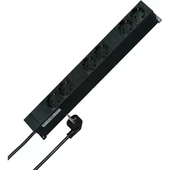 HEINRICH KOPP 19 inch Rack-Steckdosenleiste 6-fach Schuko Schwarz 2m Kabel 931615016