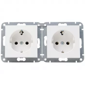 HEINRICH KOPP HK07 KombiQuick 2-fach horizontale Unterputz-Schuko-Steckdose, Reinweiß 133729001