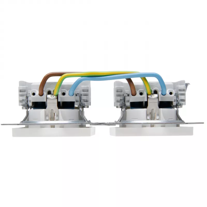 HEINRICH KOPP HK07 KombiQuick 2-fach horizontale Unterputz-Schuko-Steckdose, Reinweiß 133729001