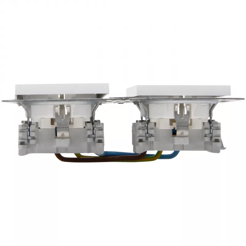 HEINRICH KOPP HK07 KombiQuick 2-fach horizontale Unterputz-Schuko-Steckdose, Reinweiß 133729001