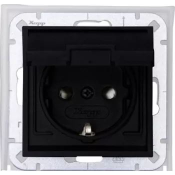 HEINRICH KOPP 954050001 Unterputz-Schutzkontakt-Steckdose mit Klappdeckel, IP44, 16 A, 250 V, Schwarz