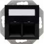HEINRICH KOPP HK07 Keystone Wandplatte mit Abdeckung, IP44, 2-Port, Schwarz 953850004