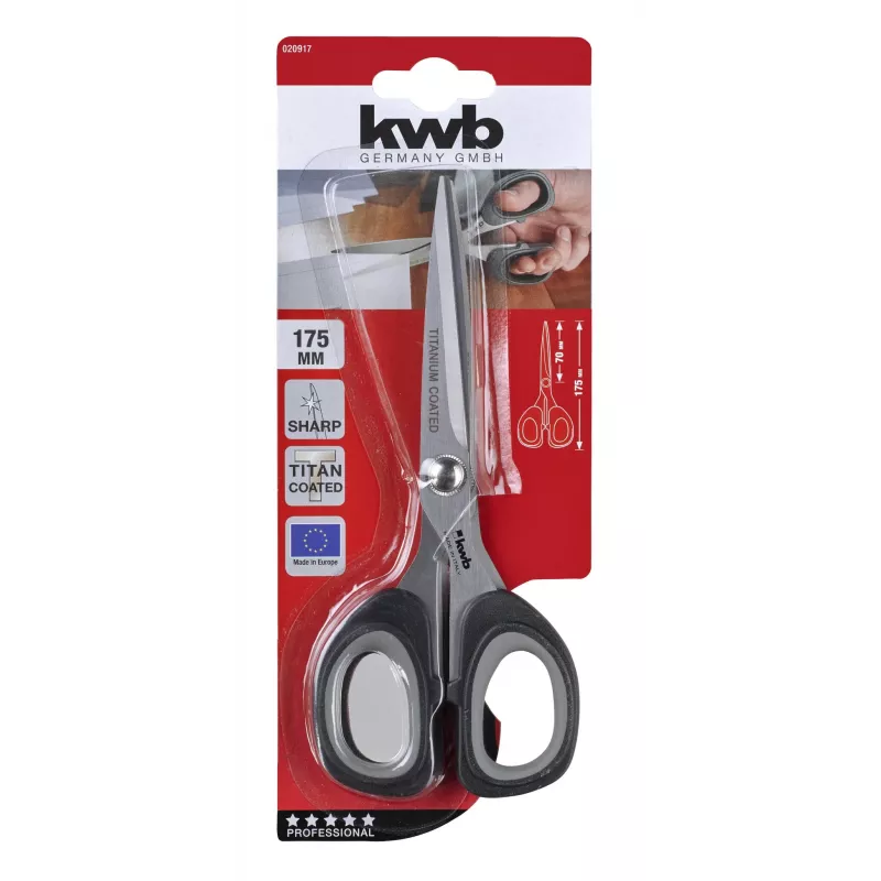 KWB 020917 Universalschere 200 mm Edelstahl Soft Grip Schwarz/Rot
