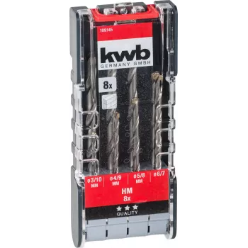 kwb 109145 Carbide Stein-Spiralbohrer-Set, 8-teilig, 3-10 mm