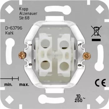 HEINRICH KOPP Serie Tastereinsatz, Unterputz, 250V, 10AX, IP20, ohne Abdeckung 504000009