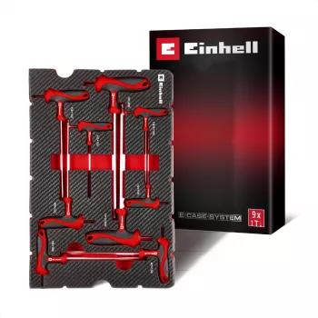 Einhell 370526 9-teiliges Koffereinsatz-Set für E-Case, Rot/Schwarz