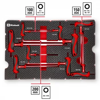 Einhell 370526 9-teiliges Koffereinsatz-Set für E-Case, Rot/Schwarz
