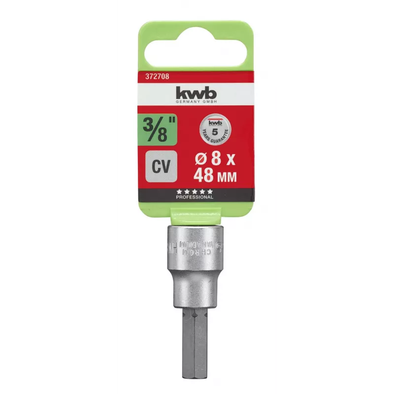kwb 372708 Außensechskant-Steckschlüssel-Biteinsatz 8 mm 3/8 Zoll Antrieb