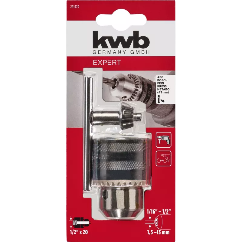 kwb Zahnkranzbohrfutter, 1/2 Zoll-20 UNF, 1,5-13 mm, schlagfest 291379