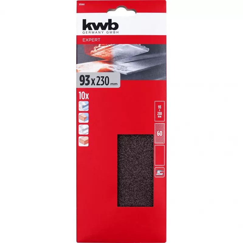 KWB 815060 Schleifpapierblätter, Körnung 60, 230 mm x 93 mm, 10 Stück