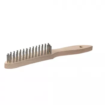 kwb 919930 Handdrahtbürste, 3-reihig, Stahldraht, gewellte Borsten, Kunststoffgriff, 255 mm