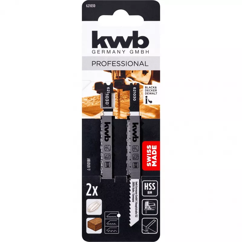 kwb 621030 Stichsägeblätter für Holz, geschliffen, Bi-Metall, 2 Stück