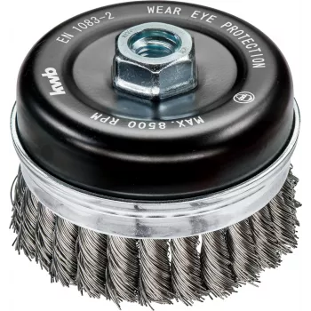 KWB AGGRESSO-FLEX® Topfbürste, geflochten, gewellter HSS-Stahldraht, 75 mm, M14-Gewinde, für Winkelschleifer, 1 Stück (719226)