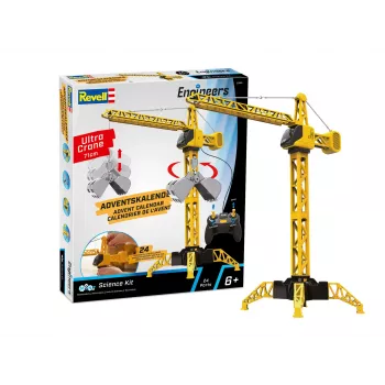 Revell Adventskalender Mega Kran 3D Puzzle, 108 Teile, Snap-Fit, 24 Türchen, ab 10 Jahren
