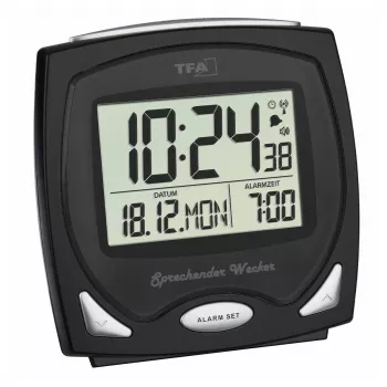 TFA Dostmann Funkwecker Schwarz mit Leuchtzifferblatt 60.2541.01