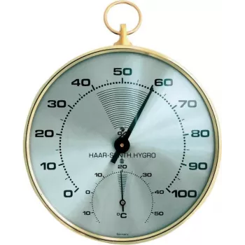 TFA Dostmann 45.2007 Analoges Rundes Thermometer Hygrometer, Weiß/Silber, 10 cm Durchmesser