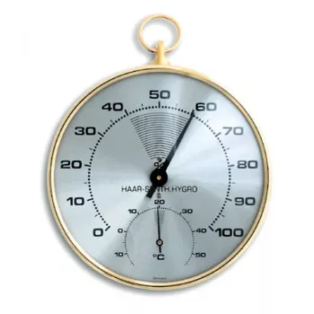 TFA Dostmann 45.2007 Analoges Rundes Thermometer Hygrometer, Weiß/Silber, 10 cm Durchmesser