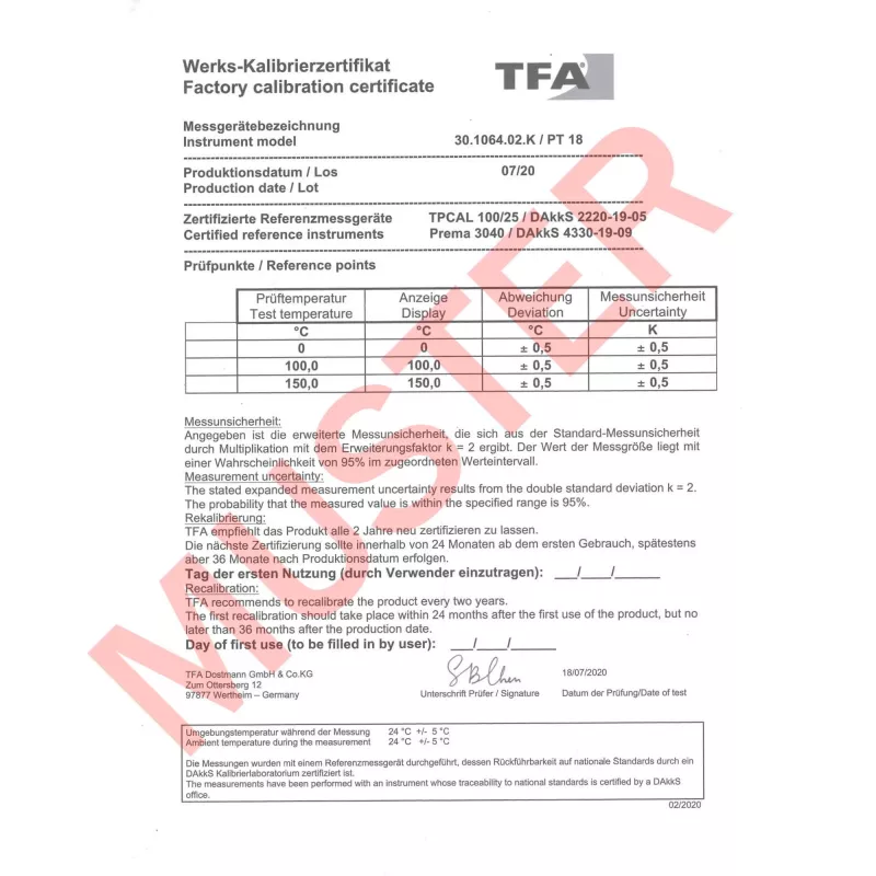 TFA Dostmann 30.1064.02.K Handthermometer Weiß °F/°C -40 bis 250°C mit integriertem Display