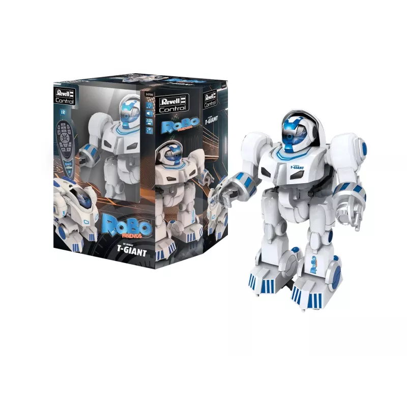 Revell Control T-Giant RC Roboter - 2,4 GHz, Schaumstoffscheiben-Schütze, LED-Effekte, Weiß/Grau/Orange 24700