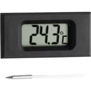 TFA Dostmann Einbau-Thermometer mit Kabelsensor, Schwarz (Kat.Nr. 30.2025)