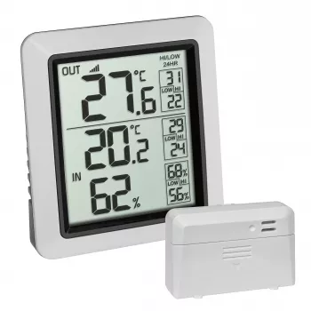 TFA Dostmann INFO Kabelloses Innen-/Außenthermometer Schwarz-Grau 30.3065.02
