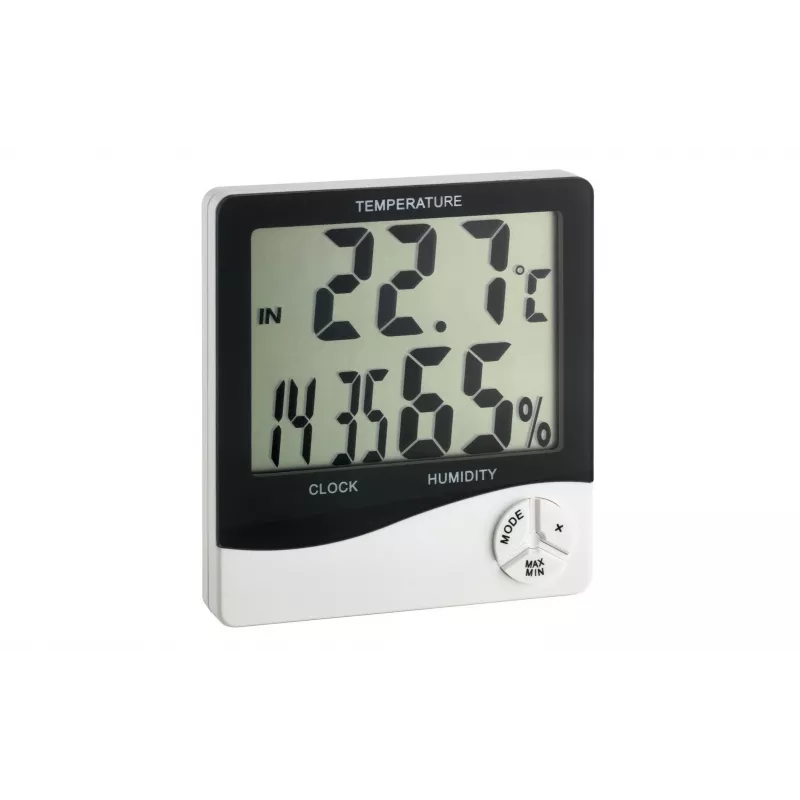 TFA Dostmann WS 5031 Thermo-Hygrometer mit Uhr, Schwarz/Weiß 30-5031