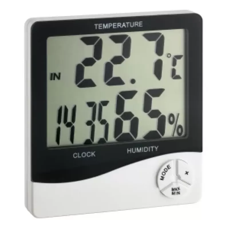 TFA Dostmann WS 5031 Thermo-Hygrometer mit Uhr, Schwarz/Weiß 30-5031