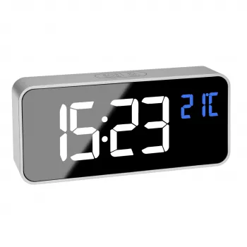 TFA Dostmann 60.2032.54 Quarz-Wecker Silber mit Dual-Alarm