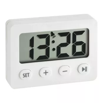 TFA Dostmann 60.2014.02 Digitaler Wecker mit Timer und Stoppuhr, Schwarz
