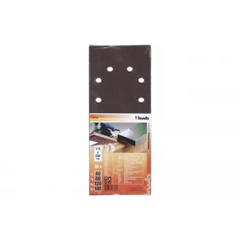 KWB 818788 Schleifpapierbögen gemischte Körnungen P60 P80 P120 P180 280x115 mm 30er-Pack