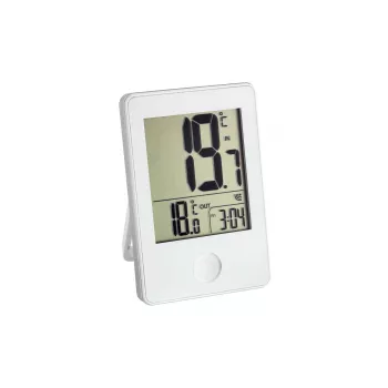 TFA Dostmann Funkthermometer mit Uhr, Weiß (30-3051-02)