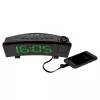 TFA Dostmann Funk-Projektionswecker mit USB-Ladefunktion - Digitaler Wecker - Rechteckig - Schwarz - Kunststoff - Uhrzeit - LED (60.5015.04)