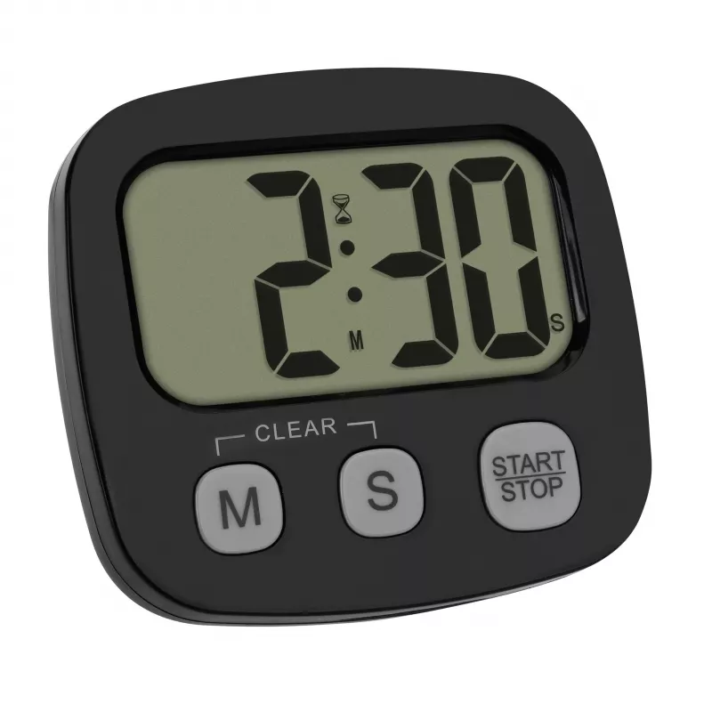 TFA Dostmann 2-teiliges digitales Timer-Set mit Stoppuhr und Uhr, Schwarz und Weiß (38.2057.40.02)