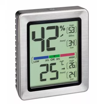 TFA Dostmann EXACTO Digitales Thermo-Hygrometer Silber 30.5047.54.K