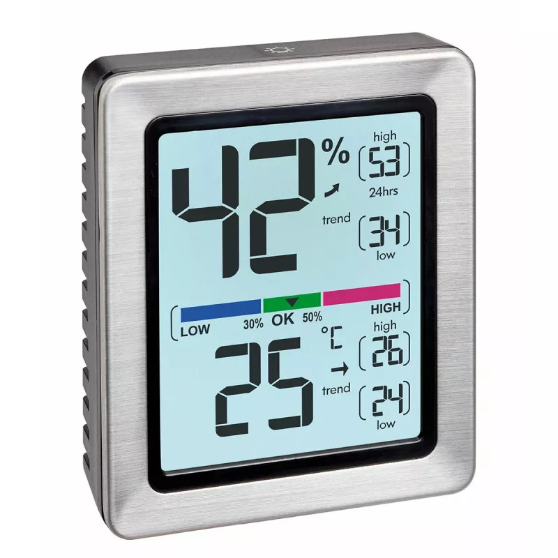 TFA Dostmann EXACTO Digitales Thermo-Hygrometer Silber 30.5047.54.K