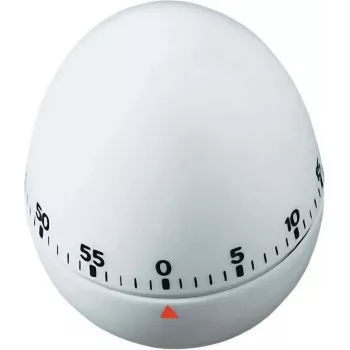 TFA DOSTMANN Eier-Küchentimer, mechanisch, weiß, 60 Minuten, Glocken-Alarm, 60 x 74 mm 38.1002
